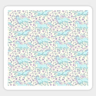 Mystical Unicorn Floral Pattern Sticker